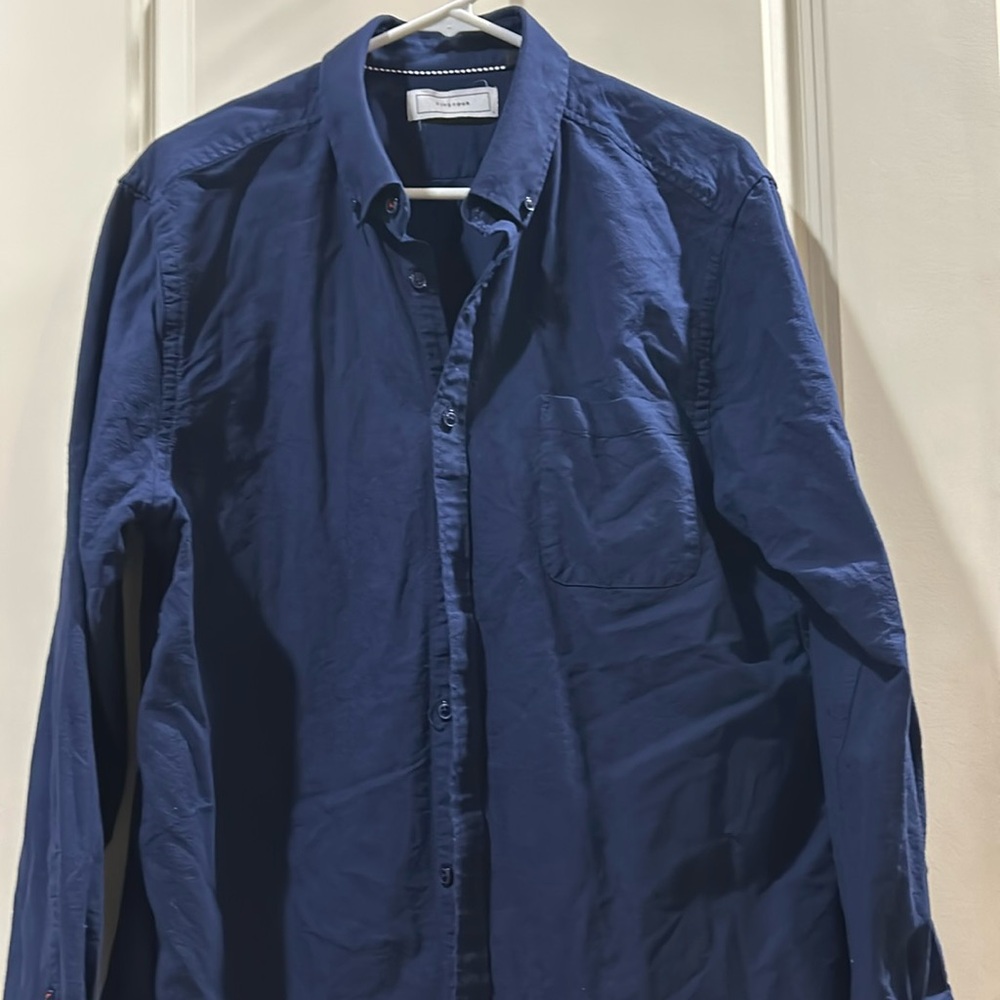 Five Four mens button down collared front pocket long sleeve shirt Size L blue